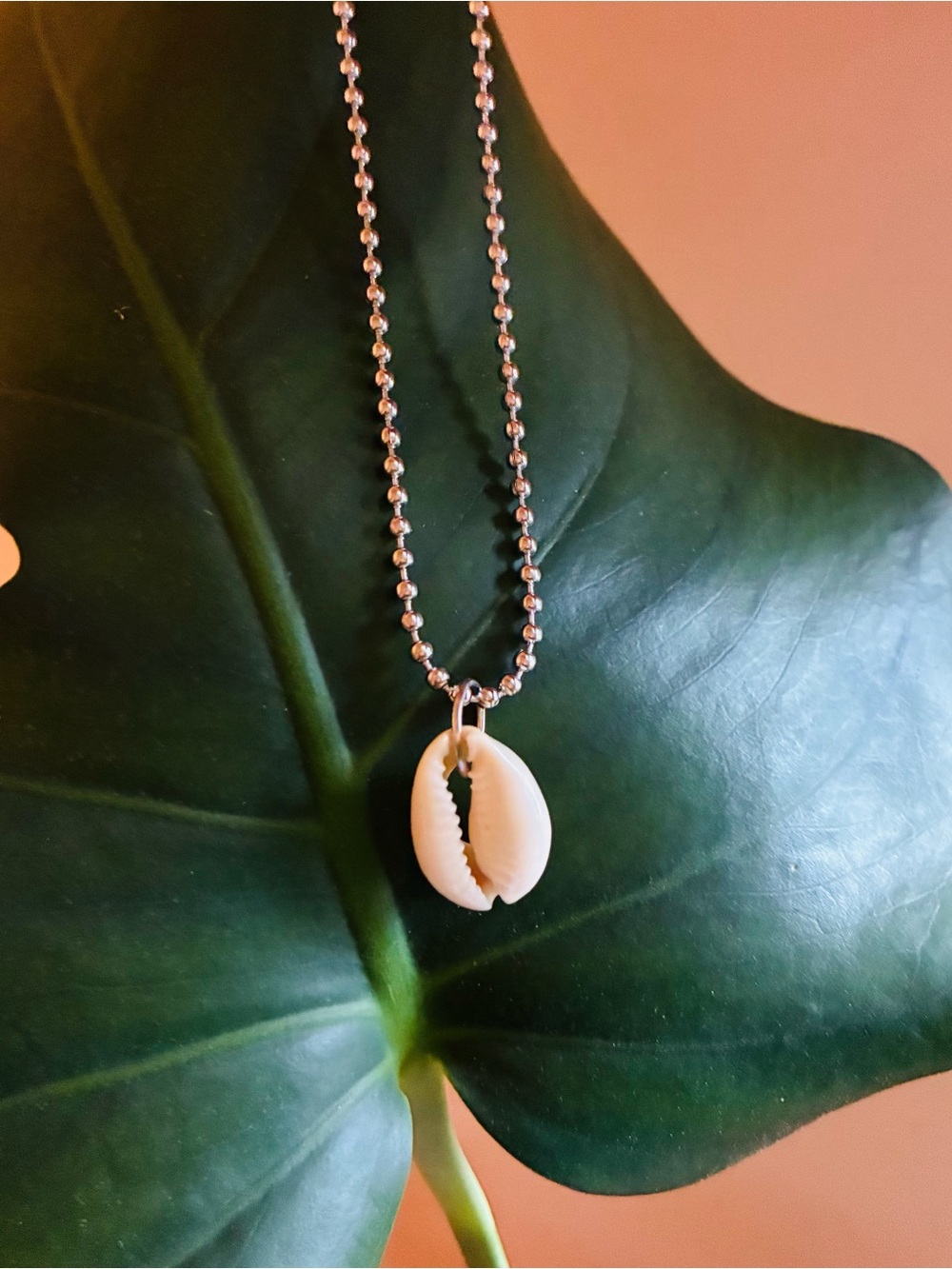 Cowrie Shell Necklace Beach Surfer Boho Coastal Pendant Silver Ballchain Surf - Picture 7 of 9